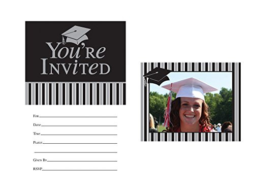 Creative Converting 8 Count Graduation Toss Invitation Cards with Photo Insert
