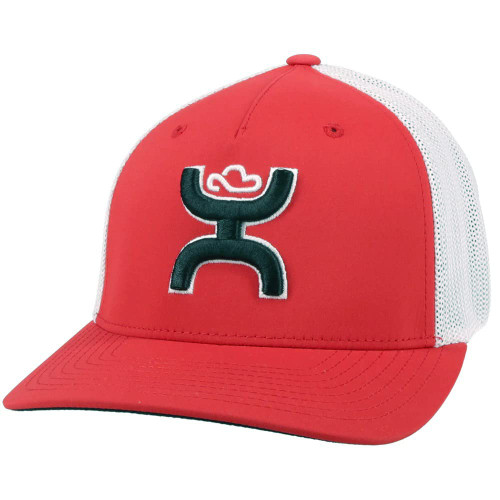 HOOEY Men's Coach Logo Embroidered Mesh Back Trucker Cap Red L XL