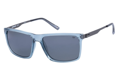 Caterpillar Precision 8501 Men's Polarized Square Sunglasses, Gloss Blue/Grey Crystal, 58 mm