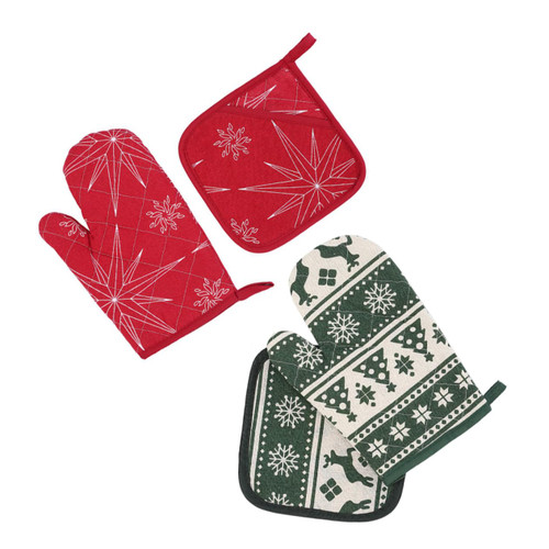 Abaodam 6 Sets Gloves Set Kitchen Cooking Mitts Cooking Oven Mitts Silicone Oven Christmas Oven Gloves Barbecue Mitts Silicone Gloves Mitt Decorate Micro-Wave Oven Cloth