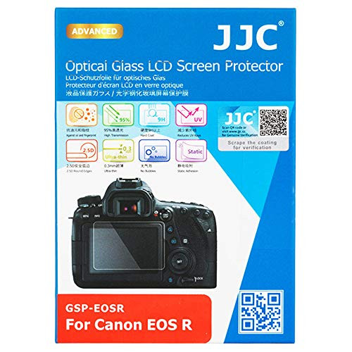 JJC Dedicated Tempered Glass Screen Protector Kit for Canon EOS R Mirrorless Camera, 0.3mm Ultra-Thin / 9H Hardness / 2.5D Round Edges, With 2pcs PET Film Protector for Shoulder Screen / Sub-Screen