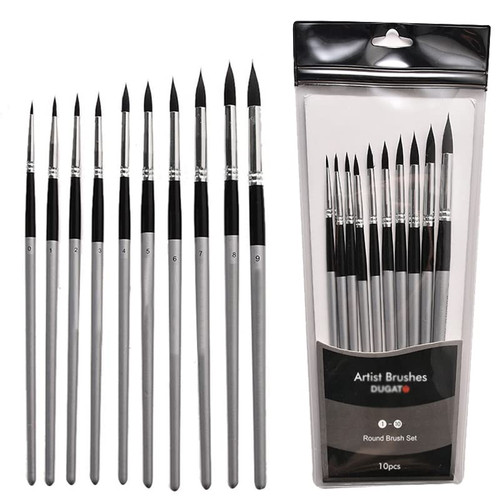 10pcs Round Paintbrushes Set Pointed Tip Soft Detail Brushes Watercolor Acrylic Ink Gouache Oil Tempera Painting Brush Gift 10pcs Round Paintbrushes Set Pointed Tip Soft Detail Brushes Watercolor Acrylic Ink Gouache Oil Tempera Painting Brush Gift