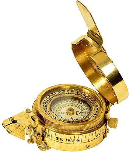 Ascent Gifts Vintage Flipout Compass Brass Military Compass Nautical Pocket Compass Shiny Brass Compass British Prismatic Compass Navigation Compass by ASCENT GIFTS.,Gold,5x2
