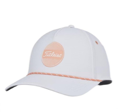 Titleist Standard Women's Boardwalk Rope Golf Hat, White/Peach