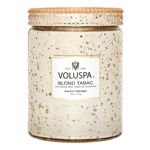 Voluspa Blond Tabac Candle | Large Glass Jar | 18 Oz | 100 Hour Burn Time | All Natural Wicks and Coconut Wax for Clean Burning | Vegan