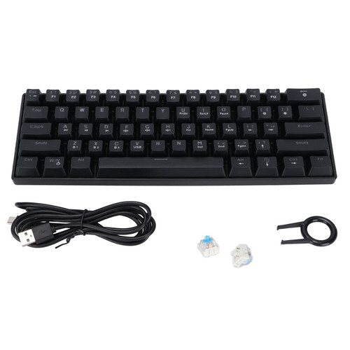 GOWENIC Mechanical Gaming Keyboard 61 Keys,USB Wwired and Wireless BT Wired Dual Mode Gaming Keyboards,Rainbow Backlit Wired Keyboard for Windows Gaming PC Laptop