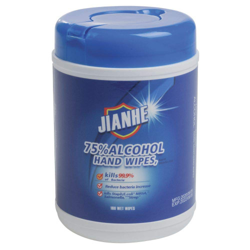 HUBERT Hand Sanitizing Wipes, 100 per Canister Case of 6