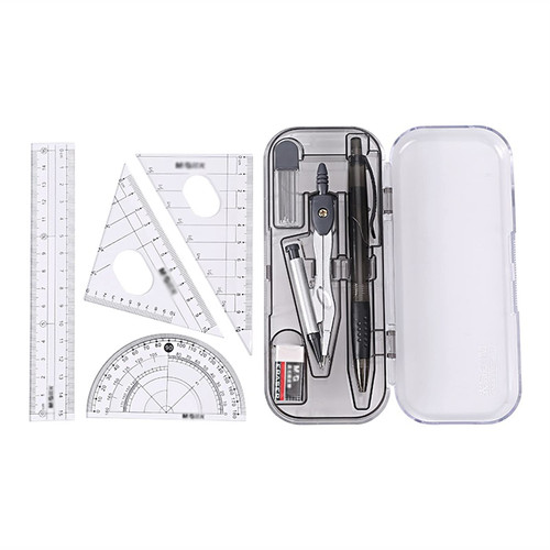 HONGFEISHANGMAO Compasses 8 pcs/Set Geometry Protractor Compasses Set Mathematical Drawing Tools Eraser Ruler Students School Supplies Stationery Technical Drawing Supplies