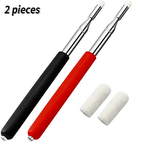 Frienda 2 Pieces Telescoping Pointers, Classroom Whiteboard Teacher Pointer Retractable Presentation Teaching Pointer Stick for Teachers (Black and Red)