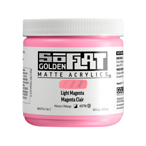 Golden SoFlat Acrylics, Light Magenta, 16 fl. oz./ 473 ml Jar