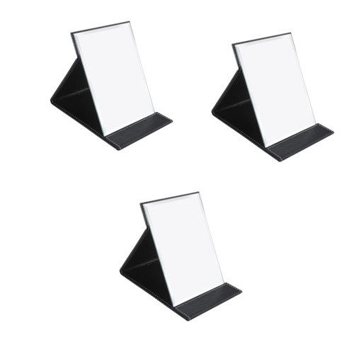 balacoo 3pcs Desktop Makeup Mirror Compact Dresser Makeup Mirror Folding Cosmetic Mirror Desktop Cosmetic Mirror Portable pu Leather Mirror Desktop Mirror Accessories Dressing Table Travel