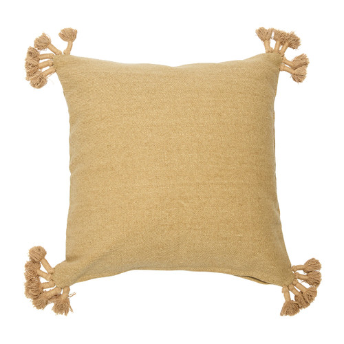 Creative Co-Op 20" Square Canvas Pillow with Tassels