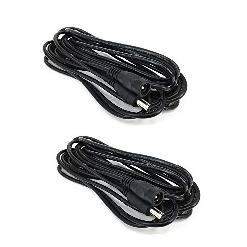 2pcs/pack 5m/16.4ft black 5.5mm x 2.5mm DC Plug Extension Cable DC Extension Cable Cord with Male to Female 2.5mm x 5.5mm Connectors DC Power 12V 5.5mm x 2.5mm Barrel Male Plug Connector