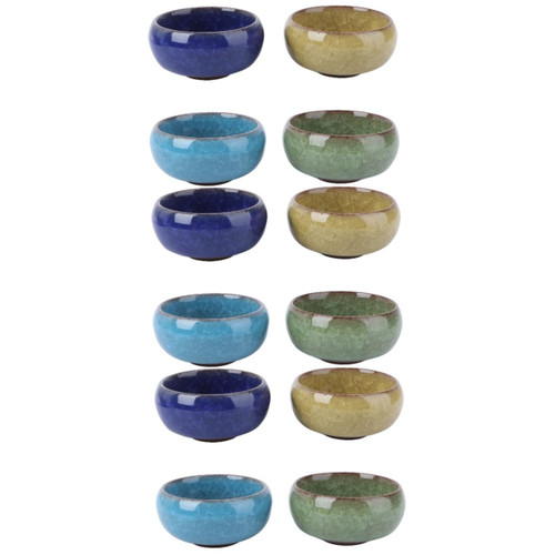 Happyyami 12 Pcs Succulent Flower Pot Bonsai pots Ceramic Planter pots for Succulents planters Home Decoration Plant pots with Drainage Holes and Saucers Ceramics Cactus Ceramic Flower