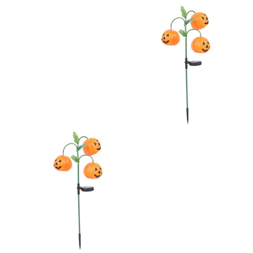 Abaodam 2pcs Solar Pumpkin Lantern Garden LED Stake Jack- o- Lanterns Light Pumpkin Solar Stake LED Garden Lights LED Solar Light Solar Lights Outdoor Stainless Steel Landscape Lights