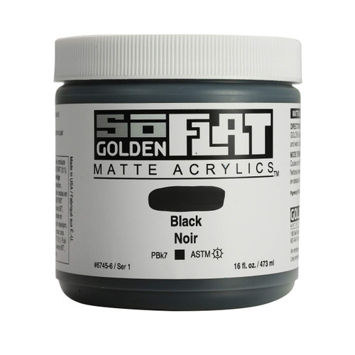Golden SoFlat Acrylics, Black, 16 fl. oz./ 473ml Jar