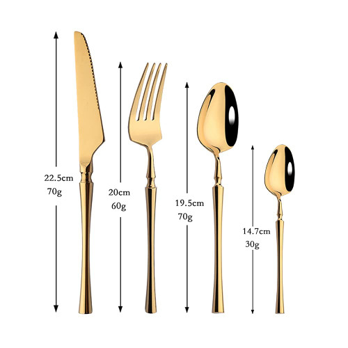 Flatware sets 3/4Pcs Gold Dinnerware 304 Stainless Steel Flatware Cutlery Set Western Food Silverware Tableware Fork Spoon Knife Drop Shipping (Color : 4Pcs Dinner Knife A)