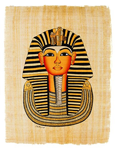 Leolana Egyptian Papyrus Tutankhamun Hand Painted Painting on 100% Authentic Egyptian Papyrus Paper-9x13-Black & Gold