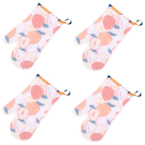 SOLUSTRE 4pcs Gloves Floral Pizza mitt BBQ mitt hot pan Mitts hot cookware mitt Kitchen Microwave Mitts Black Apron Baking mitt Barbecue mitt Kitchen Mittens Grill Glove hot Pot Oven Cloth