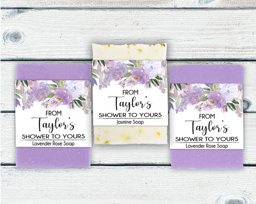 Purple Floral Soap Favors, Choose Quantity and Soap Color, Lavender Mini Soap Favors for Baby or Bridal Shower