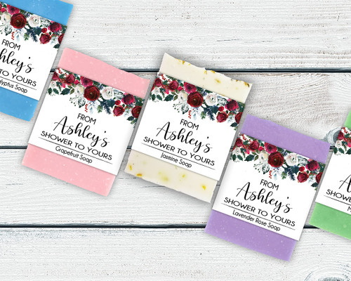 Winter Floral Bridal Shower Soap Favors, Choose Quantity and Soap Color, Soap Favors For Bridal Shower