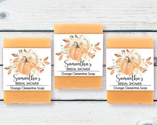 Orange Pumpkin Bridal Shower Soap Favors, You Choose Quantity, Fall Floral Favors