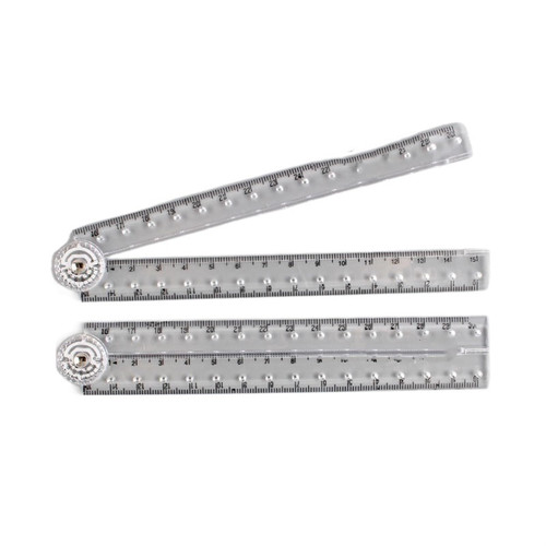 TBMAKE Drafting Tools Transparent Folding Ruler Students Stationery Drawing Measuring Tools Straight Rulers with Small Protractor