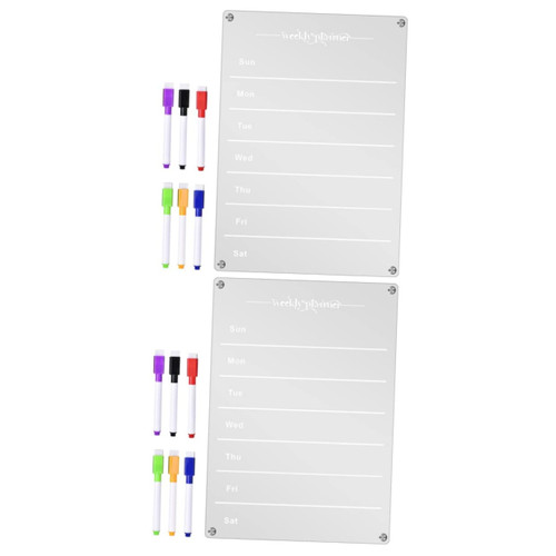Tofficu 2 Sets Weekly Plan Message Board Fridge Dry Erase Board Fridge Planner Fridge Board Dry Erase Boards Board for Fridge Planning Board Acrylic Wipe The Board Magnetic Force A4