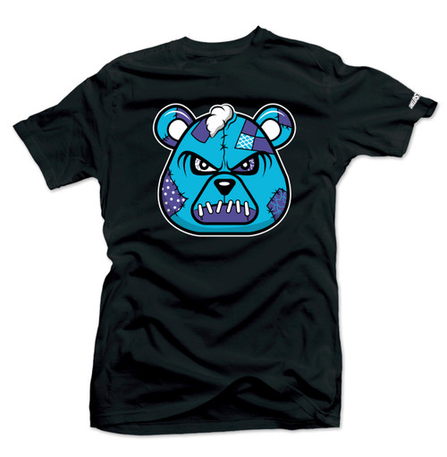 SNELOS Match Sneaker Shirt Jordan 6 Aqua Tee to Match Jordan - (The Bear Blue-Purple) Black | Large