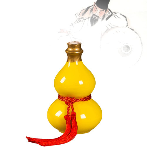 Vikingenes Ceramic Vintage Hip Flask, Chinese Style Flask Liquor Bottle Flagon, Outdoor Camping Wine Pot, Men Gift,250ML