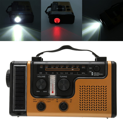 Portable LED Solar Hand Crank Emergency Radio Hand Crank Radio 2000mAh AM FM SW Emergency Weather Radio with Flashlight