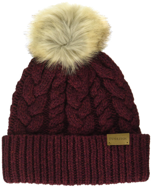 Pendleton Cable Beanie, Merlot, One Size