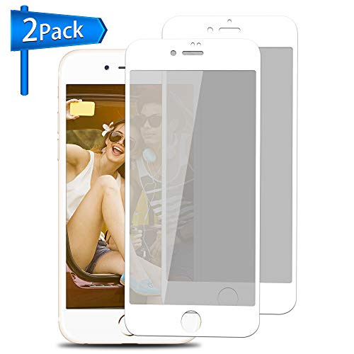 Privacy Screen Protector for iPhone 6 6s [White, 2 Pack] ANYOYO Tempered Glass Screen Protector with Anti-Spy/Glare/Scratch/Fingerprint Ultra-Thin Full Coverage Screen Film, Easy to Install - 4.7"
