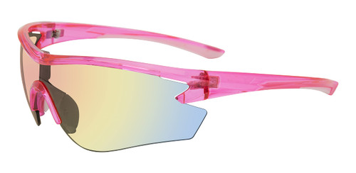 Steve Madden Women's Female Sunglasses Style Gabe Rectangular, Crystal Neon Pink/Pink Mirrored, 140mm, 128mm