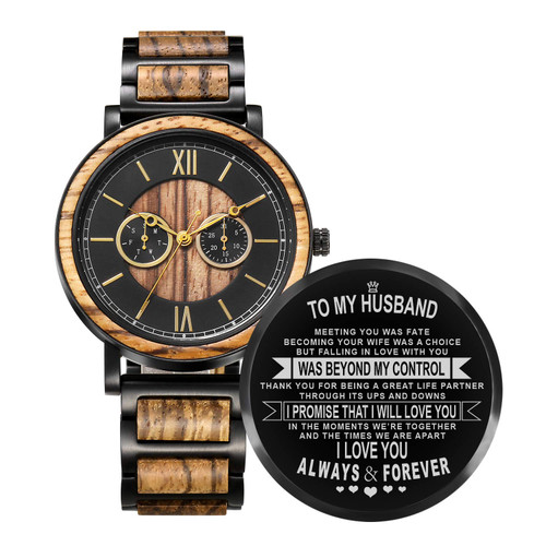 Kenon Engraved Wooden Watches for Men?Personalized Handmade Walnut Zebra Bamboo Engraved Wood Watch for Son Husband Dad (for Husband)