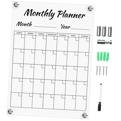 2 Sets Monthly Plan Message Board Horizontal Wall Calendar Whiteboard Calendar for Wall Dry Erase Calendar Whiteboard Dry Erase Calendar Board Memo Board Acrylic Blank Wall Hanging