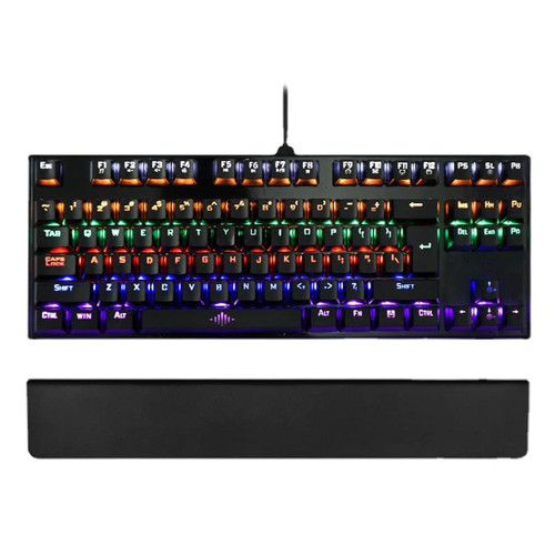 Mechanical Gaming Keyboard, RGB 87 Keys Ultra-Slim LED Backlit USB Wired Keyboard, with Wrist Rest Ergonomic Spill-Resistant for PC Laptop Computer Mechanical Gaming Keyboard, RGB 87 Keys Ultra-Slim LED Backlit USB Wired Keyboard, with Wrist Rest Ergonomic Spill-Resistant for PC Laptop Computer