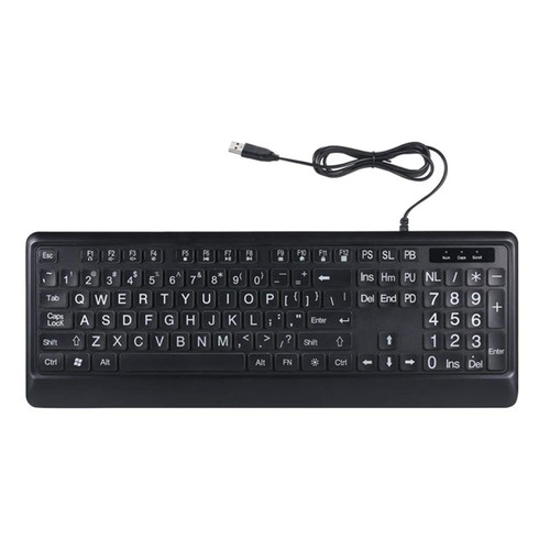 XROLAND Large Print Keyboard Large Print Computer Keyboard USB Led Keyboard Full Size Computer Keyboard with Customizable Led Backlit Lighting