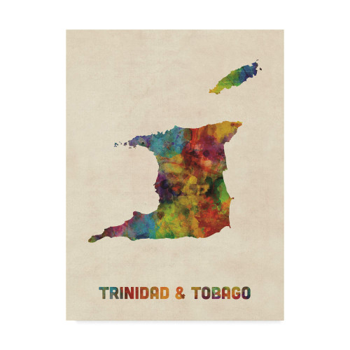 Trademark Fine Art Trinidad and Tobago Watercolor Map by Michael Tompsett, 14x19, Trademark Fine Art Trinidad and Tobago Watercolor Map by Michael Tompsett, 14x19,
