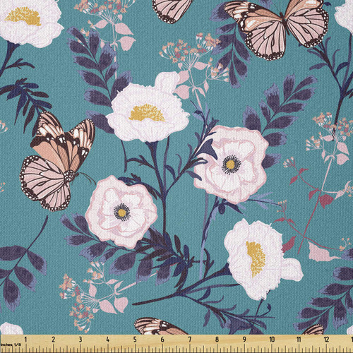 Ambesonne Floral Fabric by The Yard, Vibrant Selective Color Palette Floral Pattern Butterflies Petals, Stretch Knit Fabric for Clothing Sewing and Arts Crafts, 3 Yards, Multicolor Ambesonne Floral Fabric by The Yard, Vibrant Selective Color Palette Floral Pattern Butterflies Petals, Stretch Knit Fabric for Clothing Sewing and Arts Crafts, 3 Yards, Multicolor