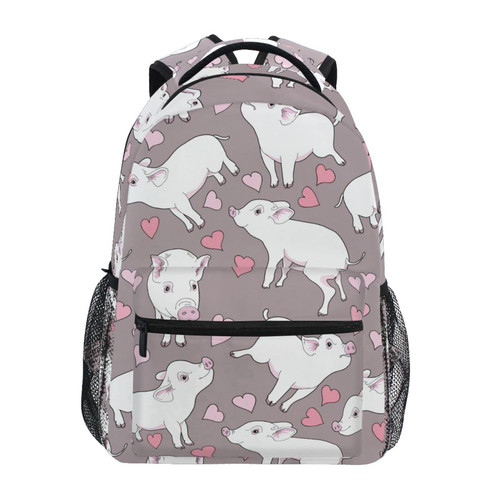 Krafig Pigs and Hearts Boys Girls Kids School Backpacks Bookbag, Elementary School Bag Travel Backpack Daypack