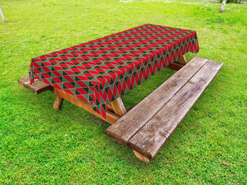 Ambesonne Geometric Outdoor Tablecloth, Christmas Inspirations in Geometric Rectangles Vivid Palette, Decorative Washable Picnic Table Cloth, 58" X 104", Almond Green Red Ambesonne Geometric Outdoor Tablecloth, Christmas Inspirations in Geometric Rectangles Vivid Palette, Decorative Washable Picnic Table Cloth, 58" X 104", Almond Green Red