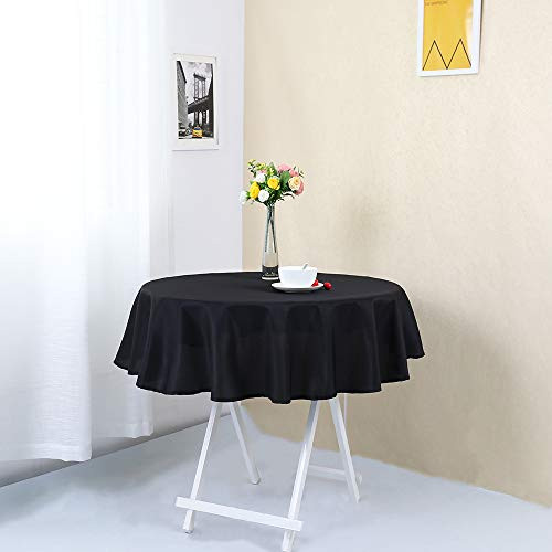 Zdada 50inch Outdoor Home Picnic Black Round Polyester Table Cloth Cover