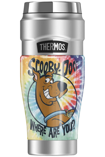 THERMOS Scooby-Doo Tie Dye STAINLESS KING Stainless Steel Travel Tumbler, Vacuum insulated & Double Wall, 16oz