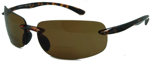 In Style Eyes Lovin Mawi Wrap Around Bifocal Sunglasses, Rimless Reading Glasses with UV Protection - Polarized Lens - Tortoise - 3.0x