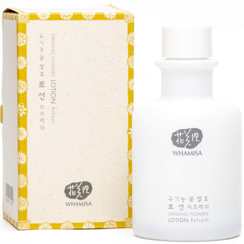 Whamisa Natural Fermentation Organic Flowers Lotion Refresh 5.2 Fl Oz / 155ml - BDIH Certified, Original Dermatest Excellent, Vegan, Alcohol-Free, Water-Free, Eco-Friendly Package