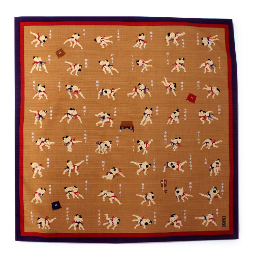 Furoshiki Japanese Traditional Wrapping Handkerchief & Bento Wrapping in Japan Gifts Souvenir (Brown Sumo Wrestling)