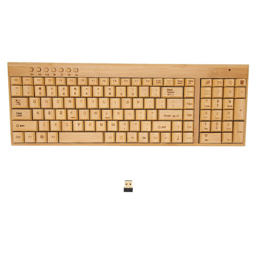 Goshyda Wireless Keyboard and Mouse Combo, Wood 2.4G Ergonomic Wireless Computer Keyboard, Plug and Play (Keyboard)