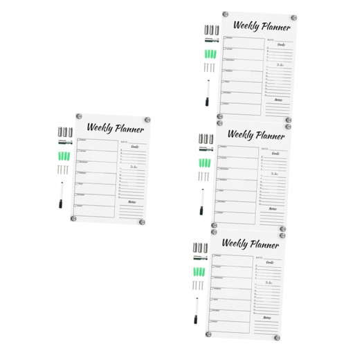 TEHAUX 4 Sets Message Writing Board Dry Daily Schedule Board Monthly Planner Whiteboard Weekly Planner Board Erasable Note Board Wall Clear Stickers Accessories Acrylic Handwriting Child