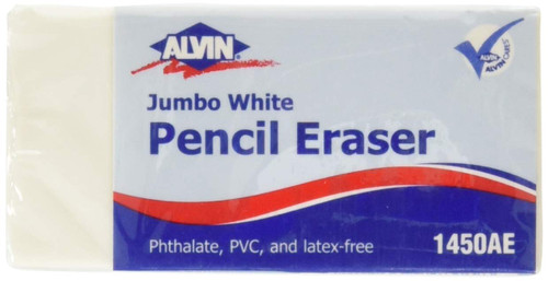 ALVIN Jumbo White Pencil Erasers, Latex-Free, Ideal for Geometry, Drafting, and Engineering, Drawing, Architecture, and Art - Box of 12